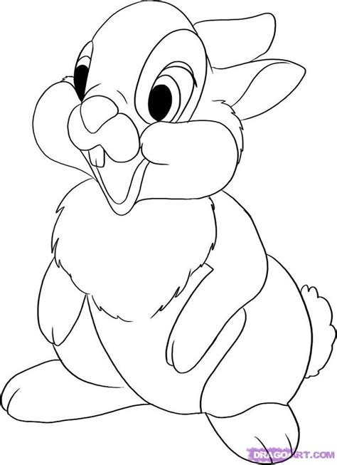 How to Draw Thumper from Bambi, Step by Step, Disney Characters, Cartoons, Draw Cartoon ...