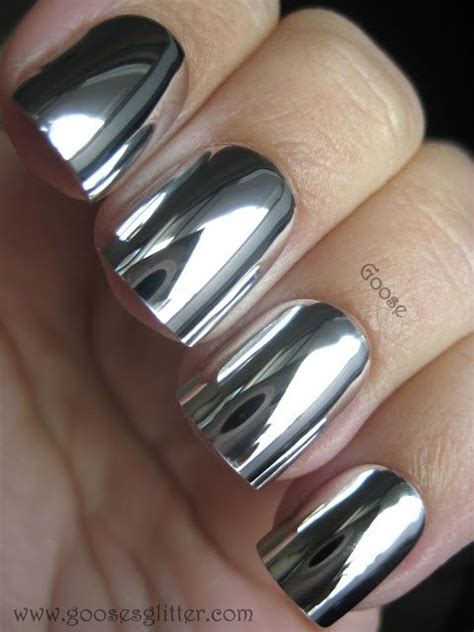 Nail Bliss - Silver Chrome Nails | Mirror nails, Metallic nails, Mirror nail polish