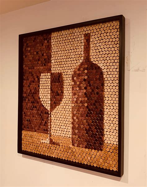 Recycled Wine Cork Mosaic Wine Glass Wine Bottle Wall Art Wine - Etsy