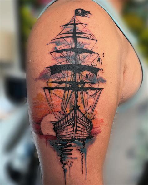 Pirate Ship Tattoo Drawing