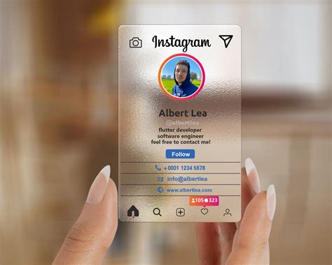 Instagram Business Cards Clear Transparent IG Social Media - Etsy ...