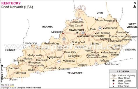 Kentucky Counties Road Map USA