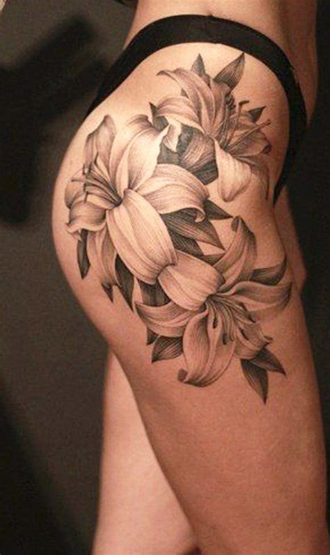 Lily Flower Thigh Tattoos