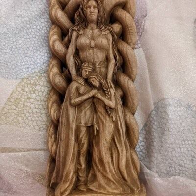 Lofn Goddess Statue, Wood Carved, Wooden Statue for Scandinavian, Norse Pagan Altar Decor - Etsy