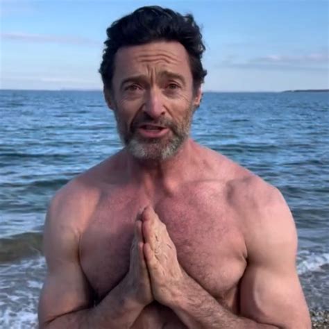 Hugh Jackman strips to trunks for freezing New Year dip