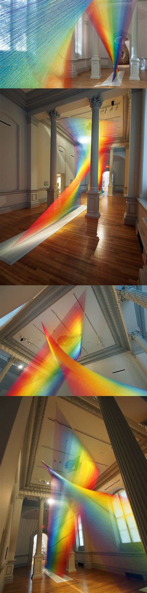 Vibrant Rainbow Installation Made with 60 Miles of Thread Weaves ...