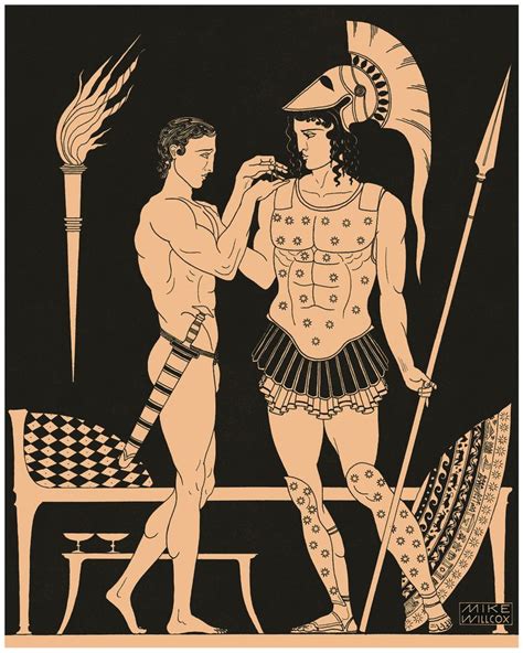 Achilles & Patroclus BW | Çizimler, Mitoloji, Sanat