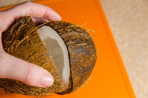 The Process of Cutting the Coconut Stock Photo - Image of food, sweet ...