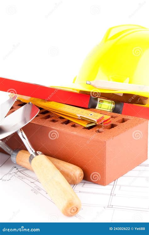 Brick and Construction Tools Stock Photo - Image of metal, home: 24302622