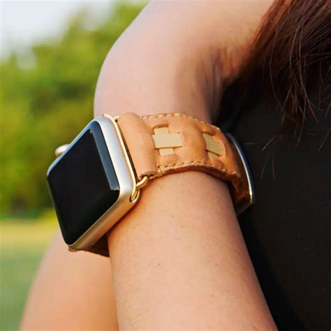 Leather Apple Watch Band - Marcello Bamboo Woven Leather