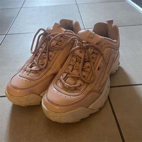 Fila Pink UK 4 Obviously well worn Thought these... - Depop