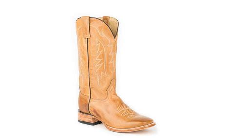 Stetson Mens Ficcini Allover Wide Square Toe Cowboy Boots Tan