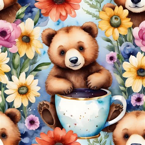 Teddy Bear Mug With Flowers Free Stock Photo - Public Domain Pictures