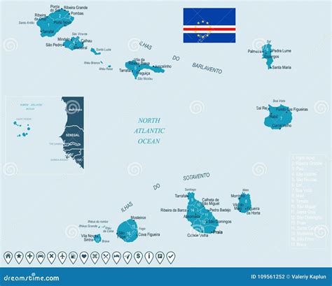 Cape Verde - Map and Flag - Detailed Vector Illustration Stock Illustration - Illustration of ...