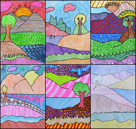 Textured Landscapes | Art lesson plans, Elementary art projects, Primary school art