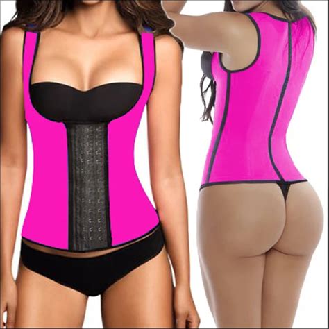 Waist Training Vest Workout Latex Waist Cincher Vest Sport Waist Training Corsets Women Slimming ...