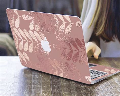 Rose Gold Macbook Air 13 2019 skin Decorative leaves decal Mac | Etsy