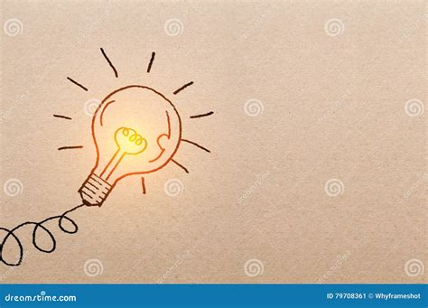 Drawing of glow light bulb stock illustration. Illustration of ideas - 79708361