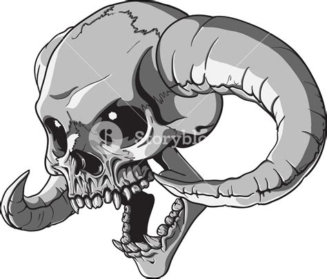 Skull Vector Element With Horn Royalty-Free Stock Image - Storyblocks