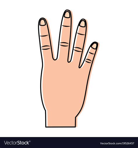 Four fingers up hand gesture icon image Royalty Free Vector