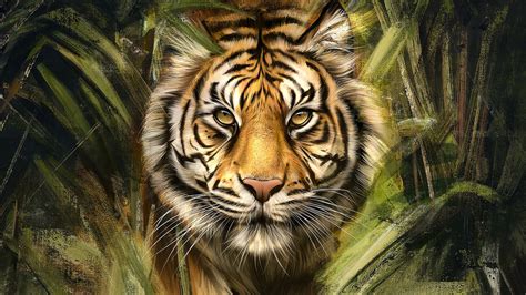 1366x768 Tiger Painting Art Laptop HD ,HD 4k Wallpapers,Images ...