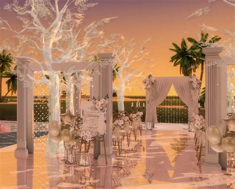 Sims 4 July Beach Wedding Venue + New CC Set [Ruby Red Sims]