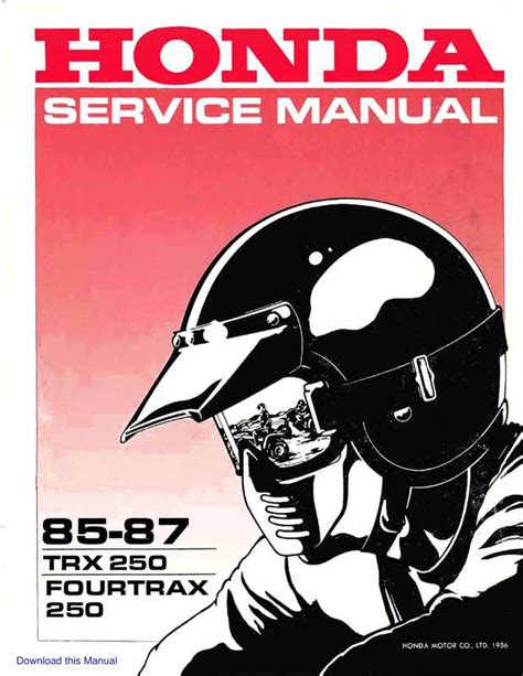 1985-1987 Honda TRX 250 Fourtrax 250 Service Manual image 1 preview