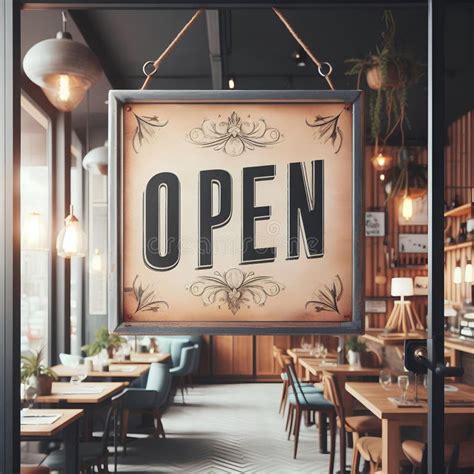 Open Sign in Cafe. Open Signboard in Coffee Shop. Open Signboard in Cafe Stock Illustration ...