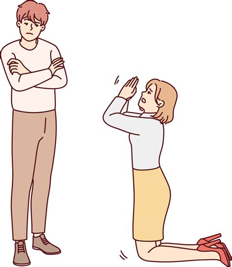 Woman kneel in front of man ask forgiveness 21247958 PNG