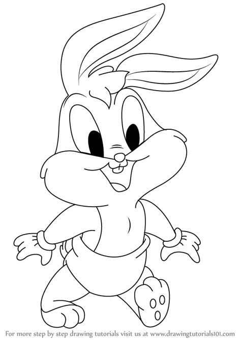 Step by Step How to Draw Baby Bugs from Baby Looney Tunes : DrawingTutorials101.com