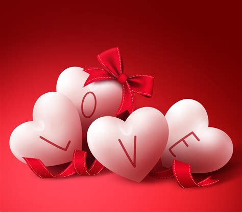 White and red heart-shaped Love 3D illustration HD wallpaper | Wallpaper Flare