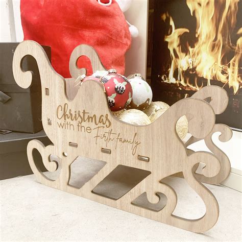 Personalised Wooden Sleigh Decoration By Perfect Personalised Gifts