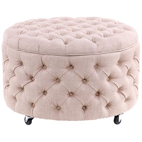 Round Fabric Ottoman