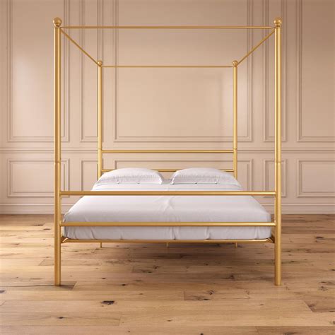 Mainstays Metal Canopy Bed, Queen, Gold Metal - Walmart.com | Metal ...