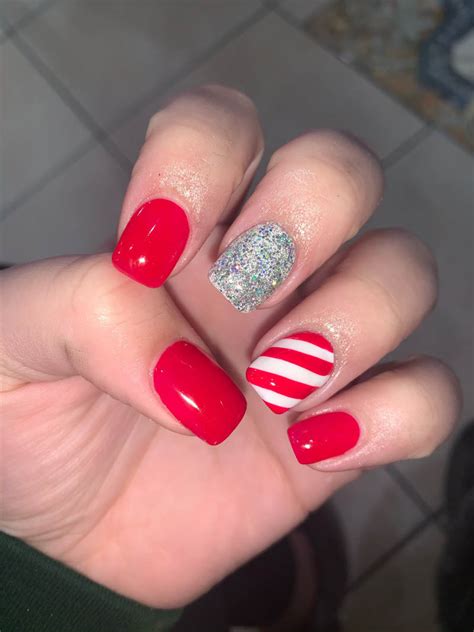 Christmas Candy Cane Nails Design Red White And Glitter – Vibrant Guide