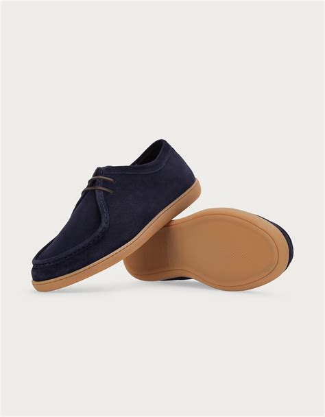 Wallaby shoe in blue suede - Canali US