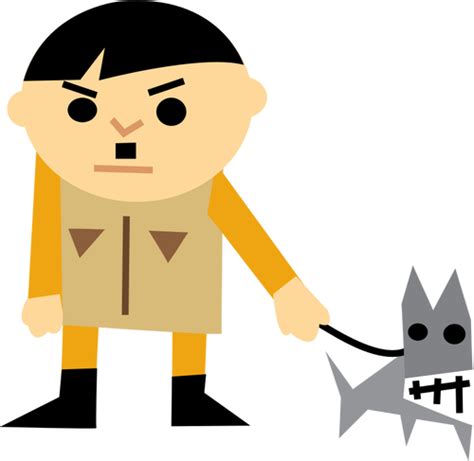 Cartoon vector graphics of a man with a dog | Public domain vectors