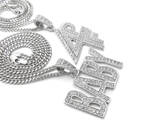 White Gold Plated Hip Hop Lil BABY & 4PF Pendant w/ 20" 24" Box Cuban