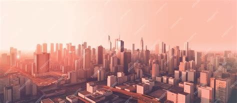 Premium AI Image | A cityscape with a pink sky and a cityscape in the ...