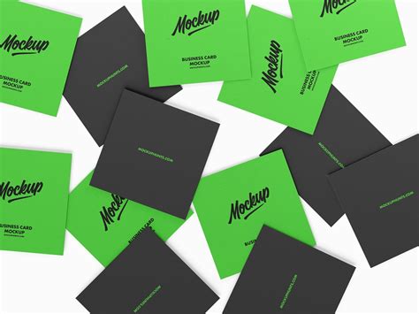 Premium Square Business Cards Mockup - Mockup Hunts