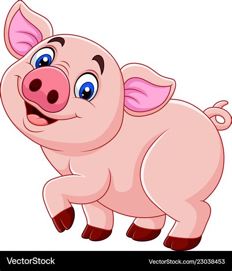 Cartoon happy pig isolated on white background Vector Image