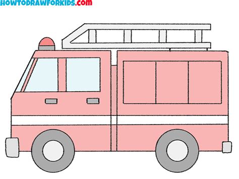 How to Draw a Fire Truck - Easy Drawing Tutorial For Kids