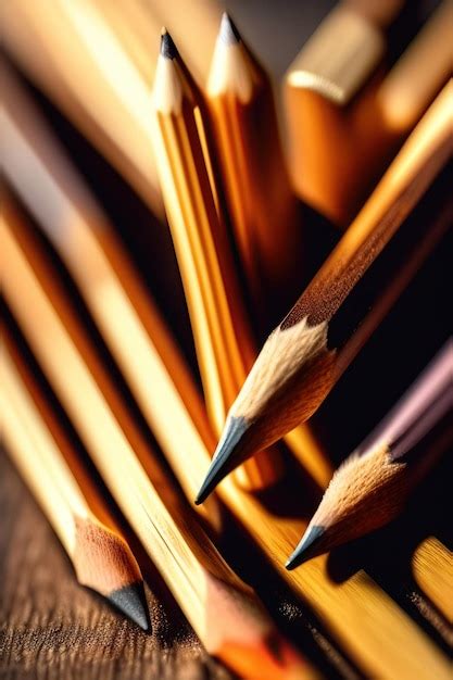 Premium AI Image | A set of wooden drawing pencils closeup