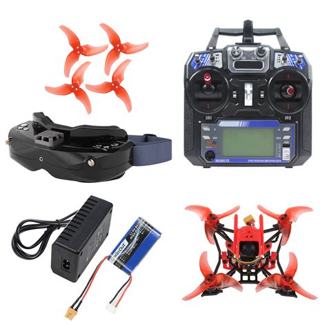 QWinOut T100 DIY Indoor FPV Racing Drone Kit with Skyzone 02X FPV Goggles Razer Micro 1200TVL ...