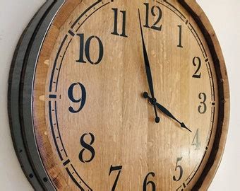 Wine Barrel Wall Clock 20 Wall Clock Made From Refurnished Wine Barrel. Dark Brown. - Etsy