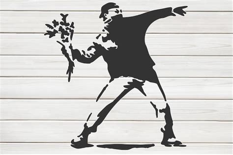 Banksy Flower Thrower Stencil Model Image Design Print Digital - Etsy