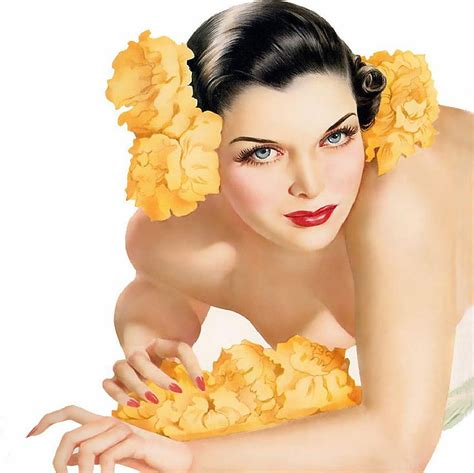 Drop Dead Gorgeous Rhonda, painting, hairpiece, red, gorgeous, lips, yellow flowers, black hair ...