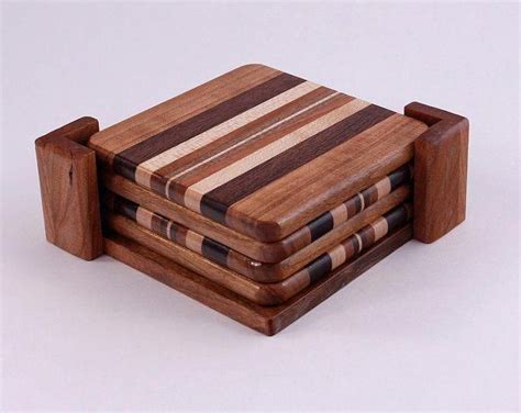 Wood Coasters Wood Coaster Set Wood Coasters With Holder - Etsy | Cool ...