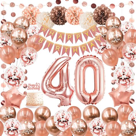 Buy 40th Birthday Balloons Party Decorations for Women,Including Happy Birthday Banners Confetti ...