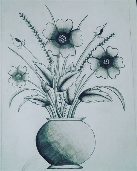 Flower Pot Drawing Pencil Sketch - gonnalifemylife